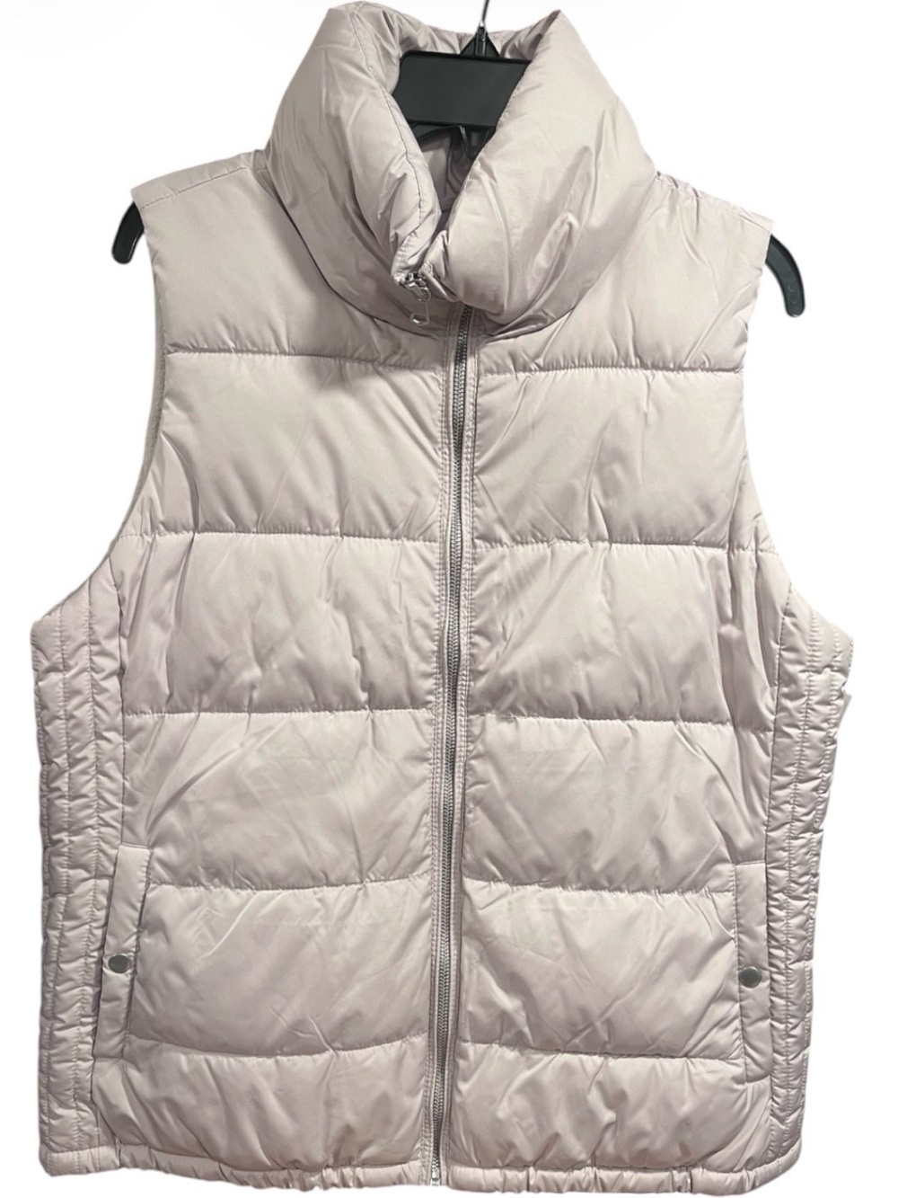 NWT Old Navy Women’s Quilted Puffer Vest Large Light Tan Cream Zip Front Pockets